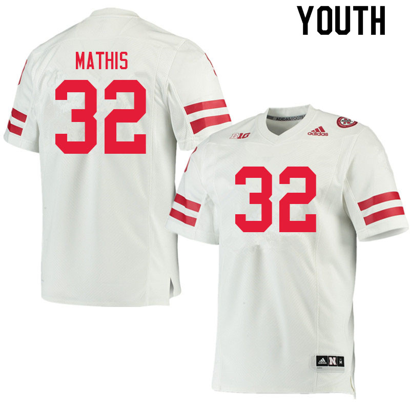 Youth #32 Ochaun Mathis Nebraska Cornhuskers College Football Jerseys Sale-White - Click Image to Close